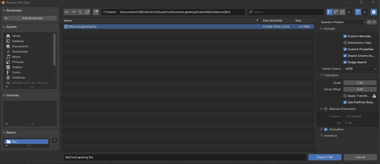 BlenderImportFBXFile